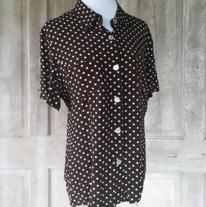Vintage Brown Polka Dot Top